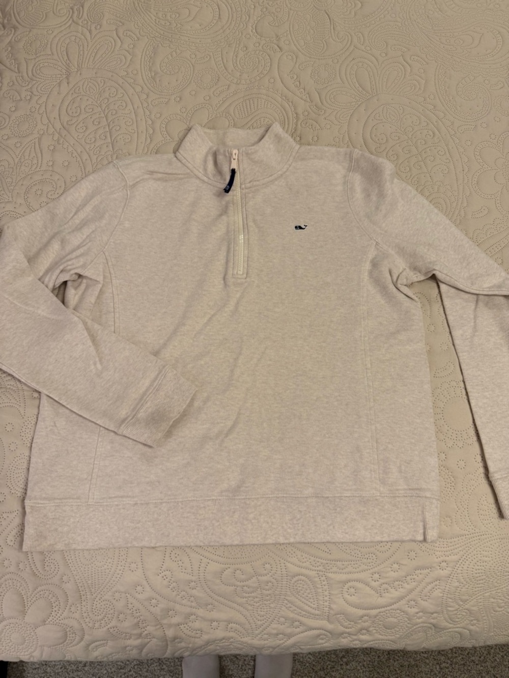 Vineyard Vines Light Beige Quarter-Zip Sweatshirt Large